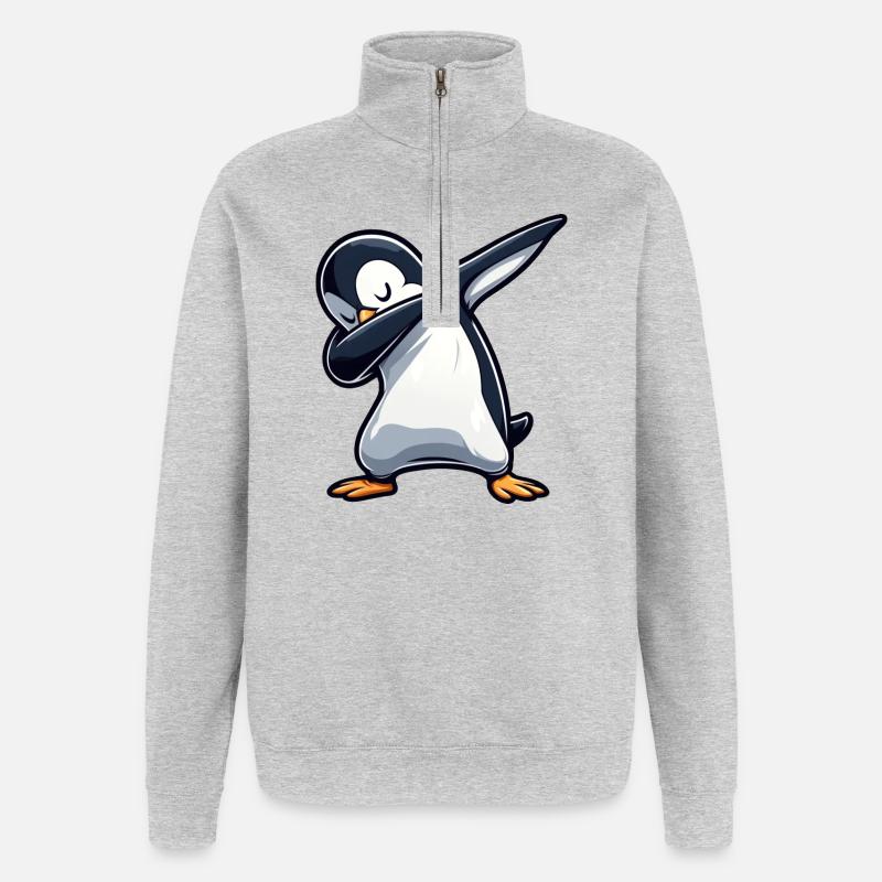 Pingouin Dab Dabbing Cool Décontracté - Sweat à zip 1/4 - gris chiné