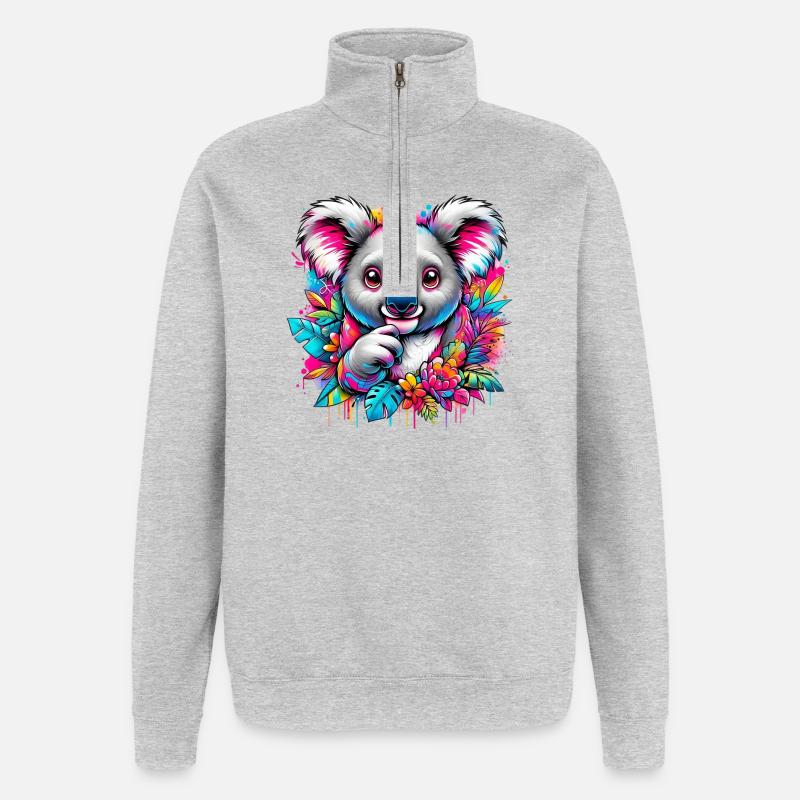 Koala - Sweat à zip 1/4 - gris chiné