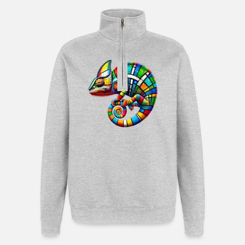 Chamäleon Mondrian - Quarter-Zip-Sweatshirt - Grau meliert