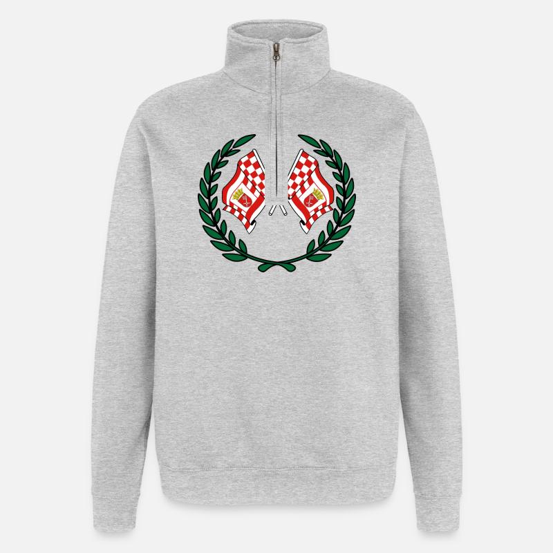 Drapeaux Brême couronne de laurier - Sweat à zip 1/4 - gris chiné