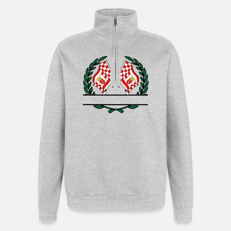 Drapeaux Brême couronne de laurier bannière - Sweat à zip 1/4 - gris chiné