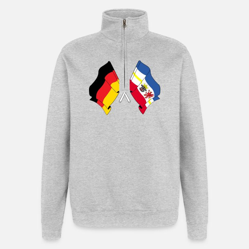 Drapeau Allemagne, Mecklembourg-Poméranie-Occidentale - Sweat à zip 1/4 - gris chiné