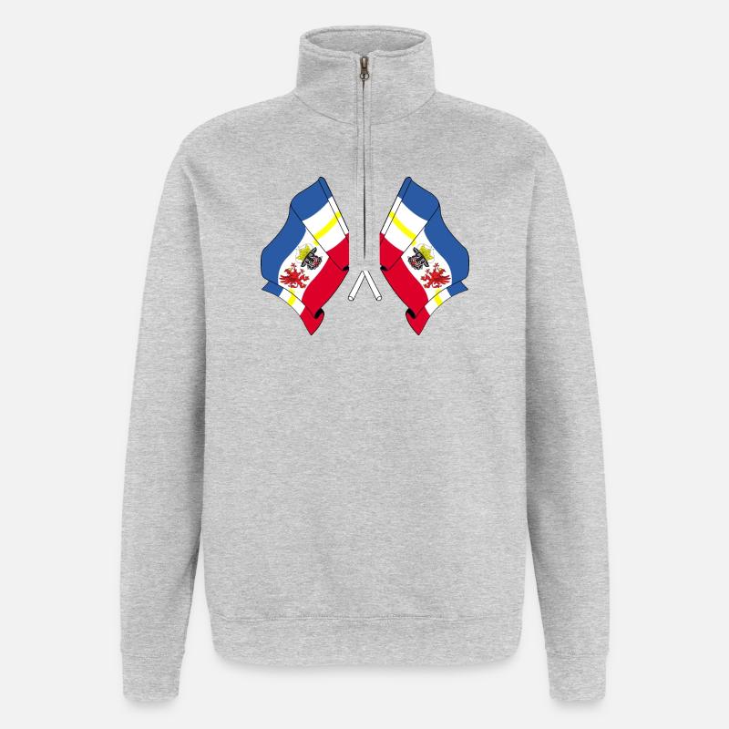 Two flags Mecklenburg Vorpommern - Quarter-Zip Sweatshirt - heather grey
