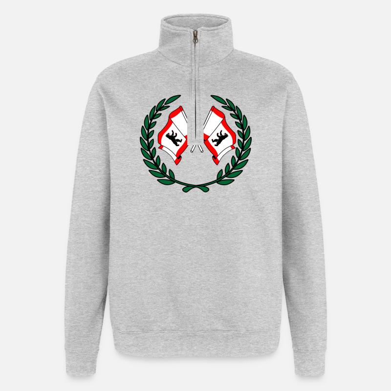 Fahnen Berliner Lorbeerkranz - Quarter-Zip-Sweatshirt - Grau meliert