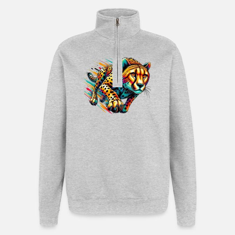 Guépard - Sweat à zip 1/4 - gris chiné