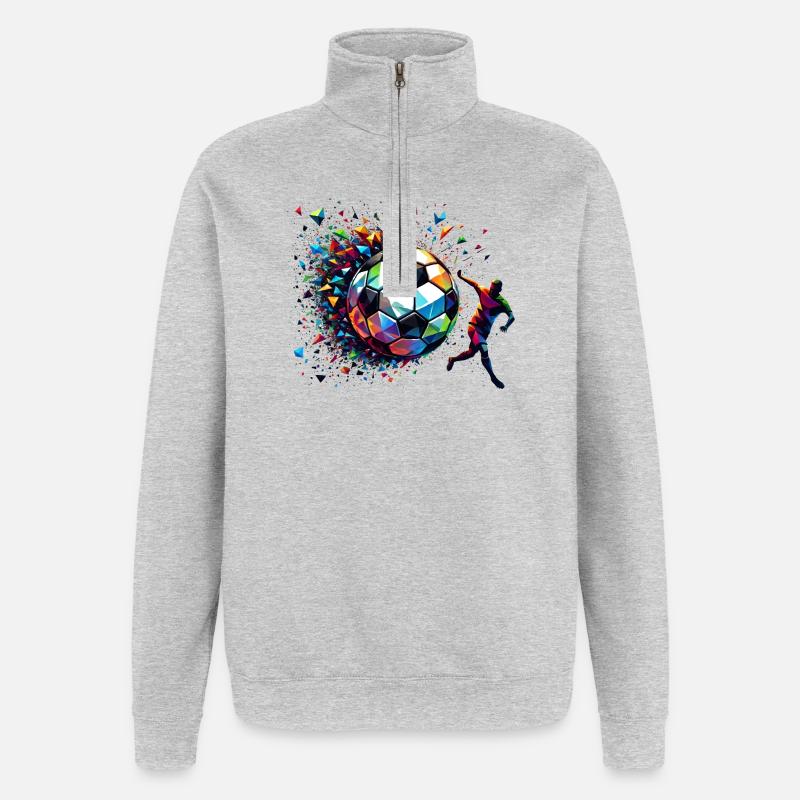 dynamic soccer player playing soccer - Quarter-Zip Sweatshirt - heather grey