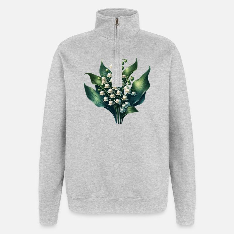 Maiglöckchen - Quarter-Zip-Sweatshirt - Grau meliert