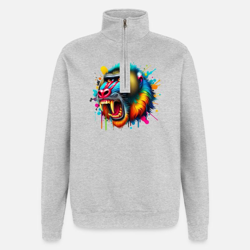 Mandrill Monkey - Quarter-Zip Sweatshirt - heather grey