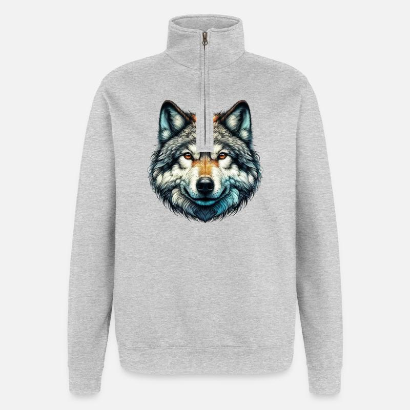 Wolf - Quarter-Zip-Sweatshirt - Grau meliert
