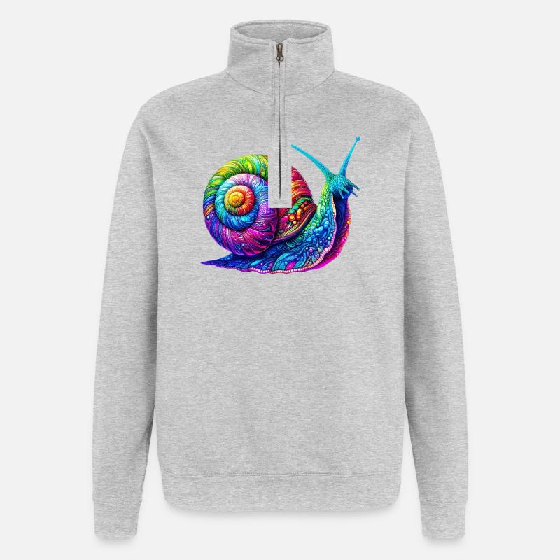 Escargot - Sweat à zip 1/4 - gris chiné