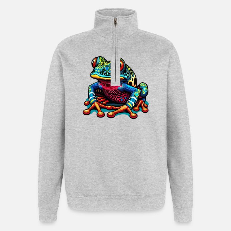 Grenouille - Sweat à zip 1/4 - gris chiné