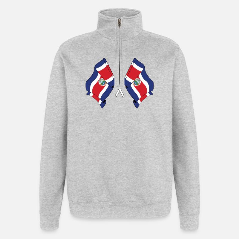 Deux drapeaux du Costa Rica - Sweat à zip 1/4 - gris chiné