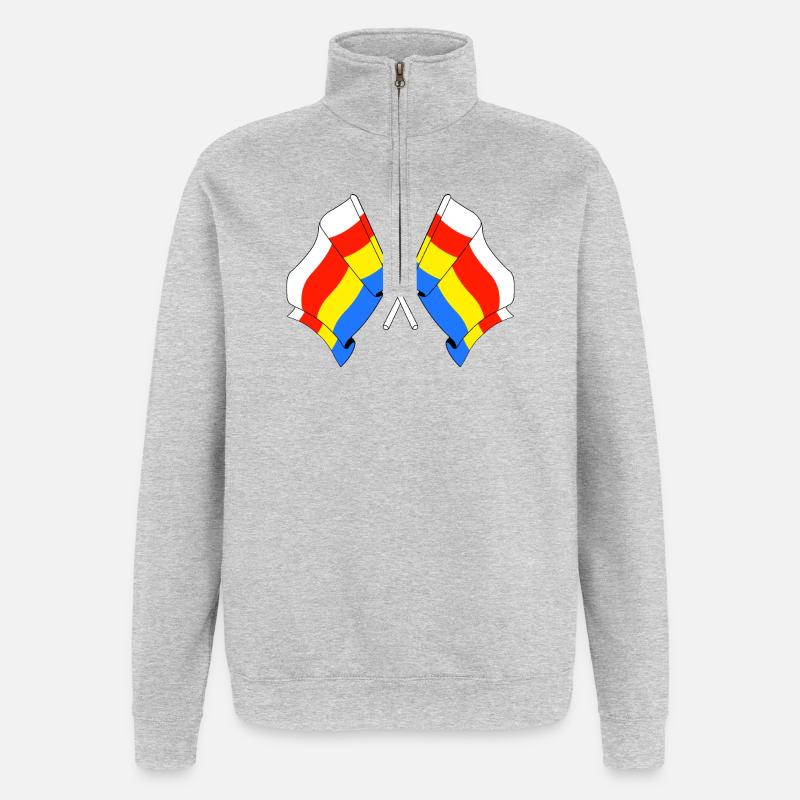 Deux drapeaux Podlaskie - Sweat à zip 1/4 - gris chiné