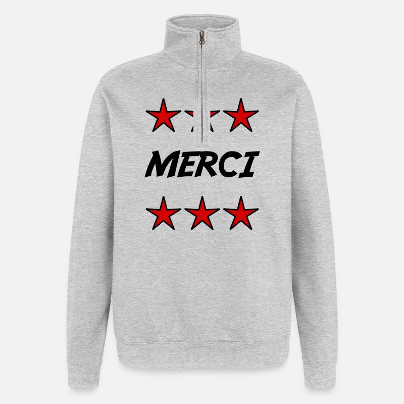 MAÎTRESSE. MAITRE. MERCI. MERCI MAÎTRESSE - Sweat à zip 1/4 - gris chiné