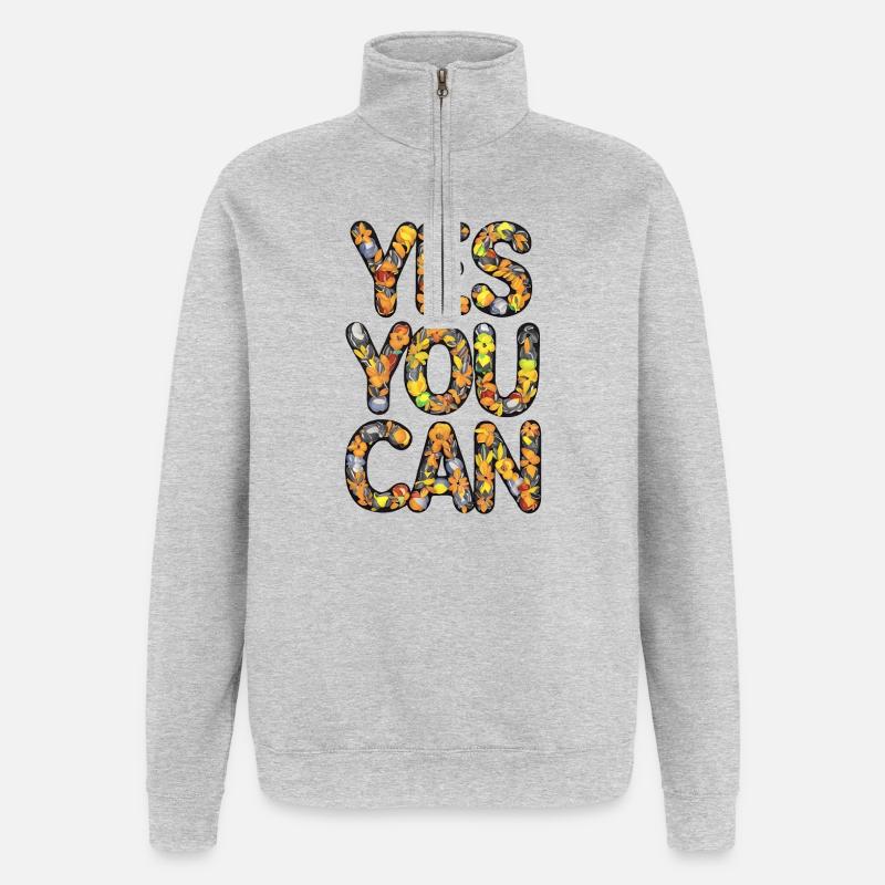Flora Vrolijkheid Textgestaltung - Quarter-Zip-Sweatshirt - Grau meliert