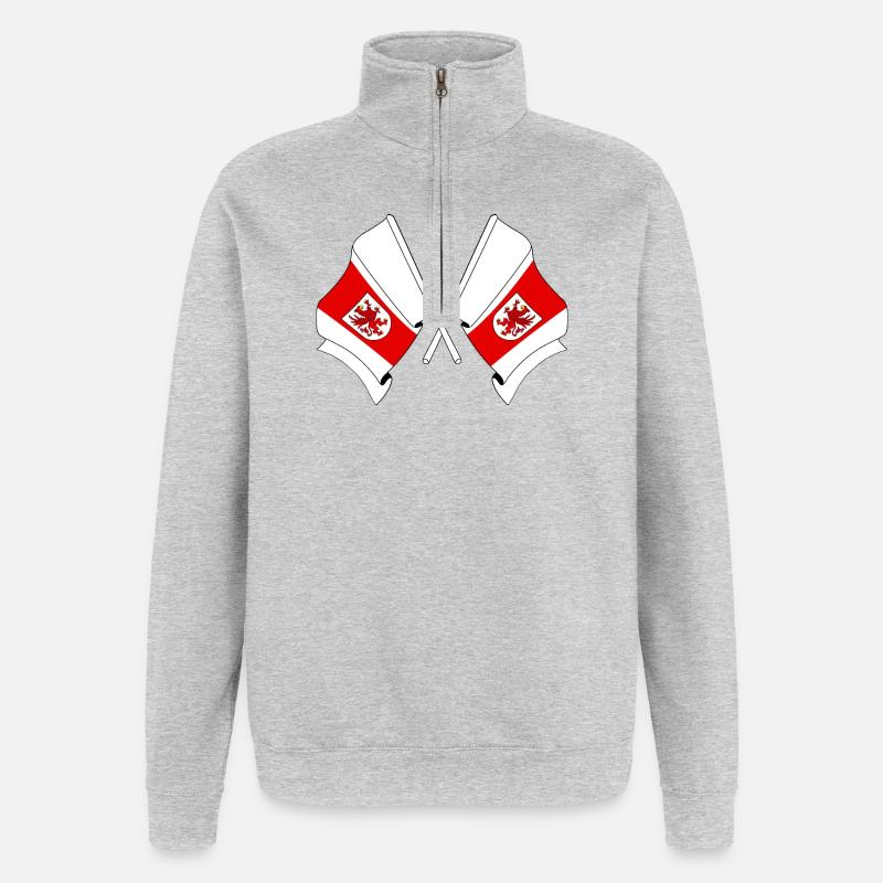 Deux drapeaux de Poméranie occidentale - Sweat à zip 1/4 - gris chiné