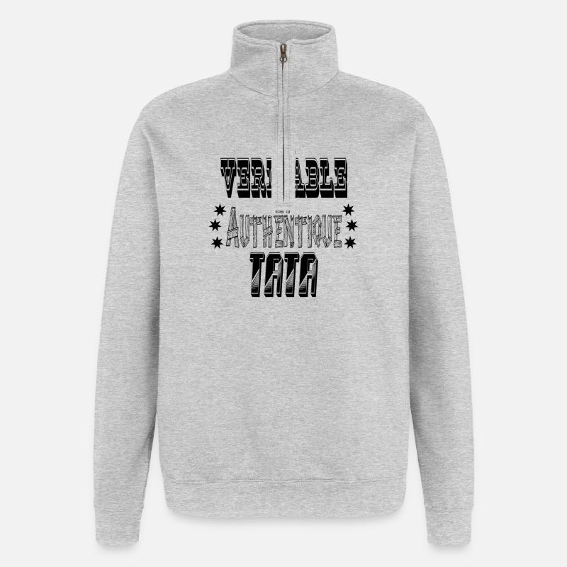 La Véritable et Authentique Tata - Sweat à zip 1/4 - gris chiné