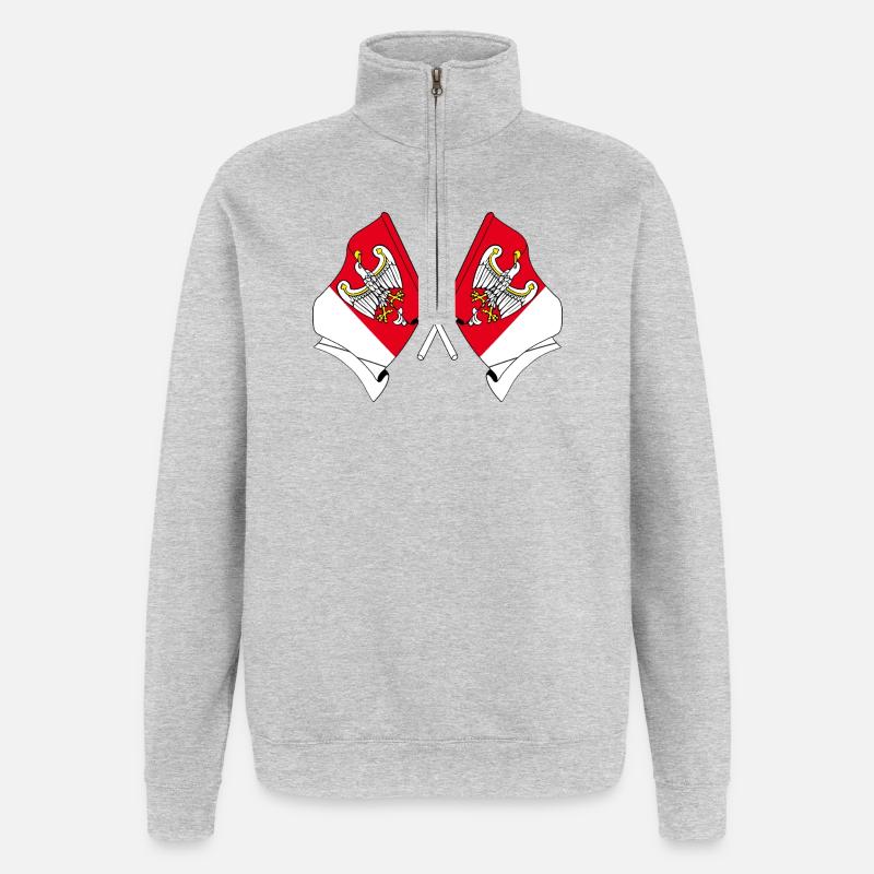 Zwei Flaggen Großpolen - Quarter-Zip-Sweatshirt - Grau meliert
