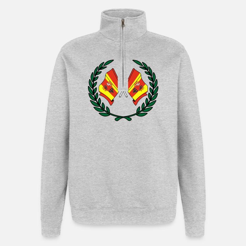 Flaggen Lorbeerkranz - Quarter-Zip-Sweatshirt - Grau meliert