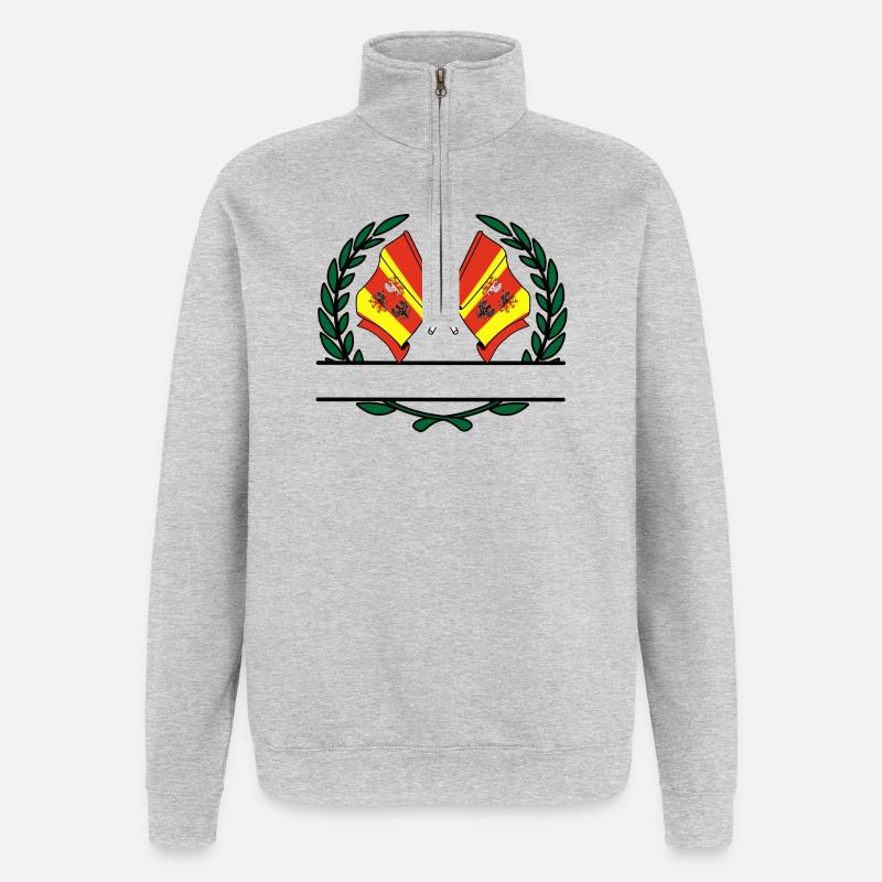 Fahnen Lorbeerkranz Banner - Quarter-Zip-Sweatshirt - Grau meliert