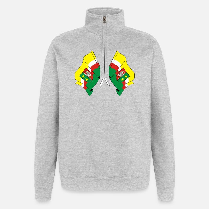 Zwei Flaggen Lubusz - Quarter-Zip-Sweatshirt - Grau meliert