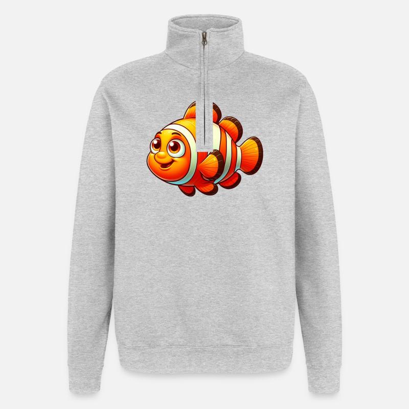 Clownfisch - Quarter-Zip-Sweatshirt - Grau meliert
