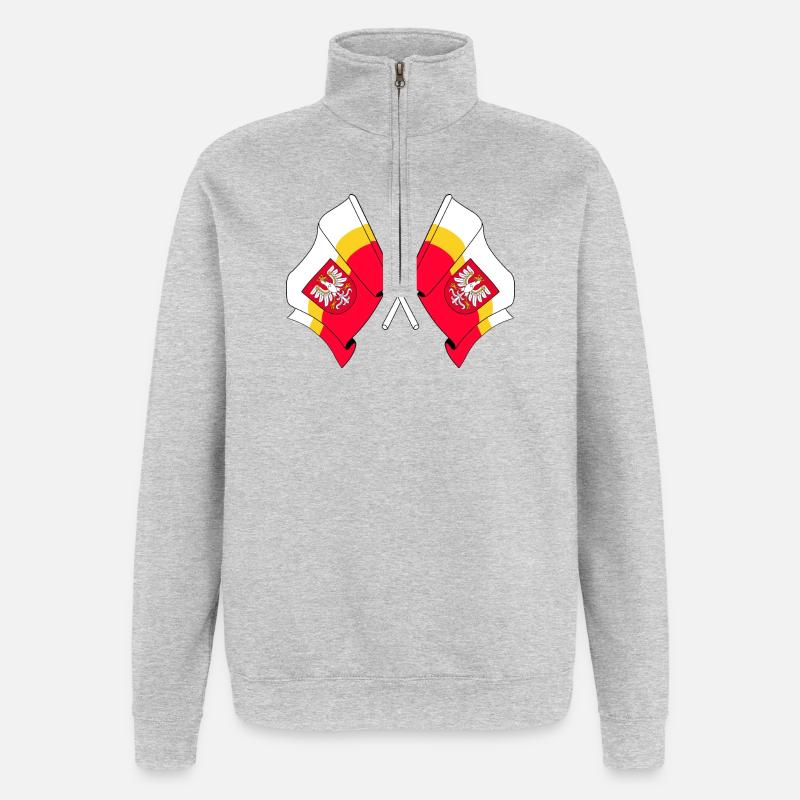 Deux drapeaux Petite Pologne - Sweat à zip 1/4 - gris chiné