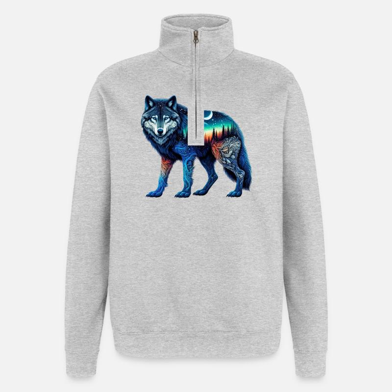 Wolf - Quarter-Zip-Sweatshirt - Grau meliert