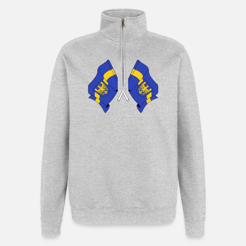 Deux drapeaux de Silésie - Sweat à zip 1/4 - gris chiné