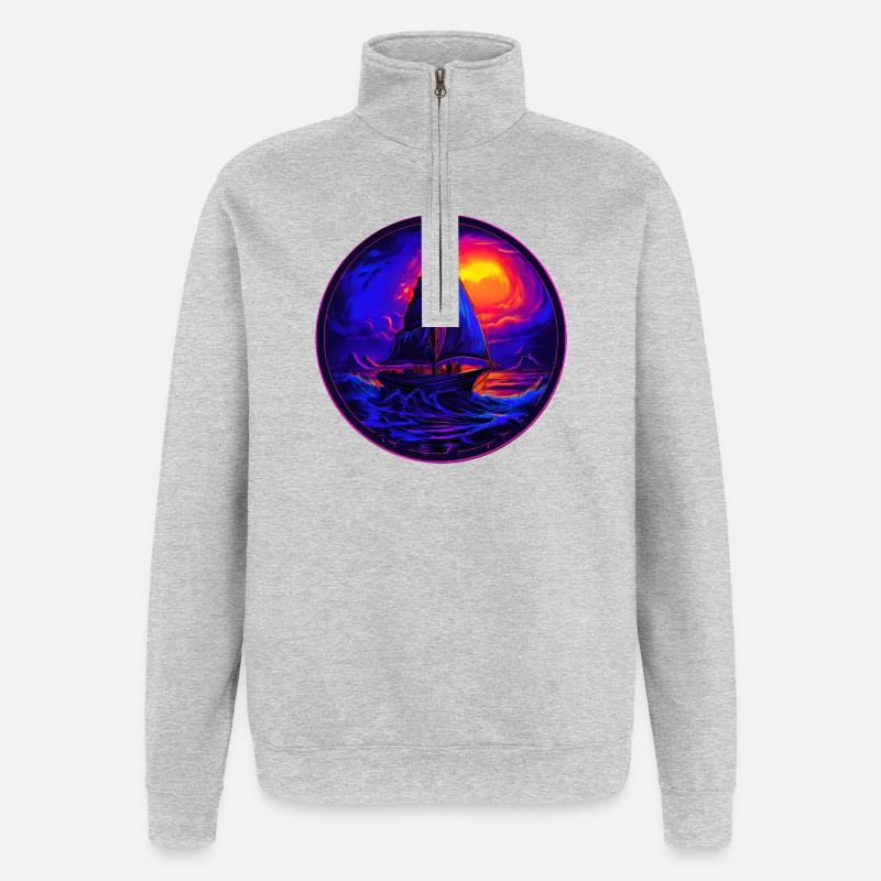 Neonsegler am Abendrot - Quarter-Zip-Sweatshirt - Grau meliert