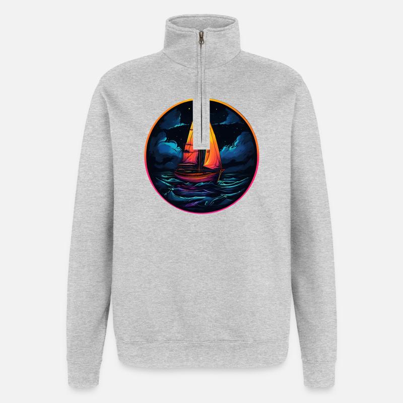 Neonsegler am Abendsee - Quarter-Zip-Sweatshirt - Grau meliert