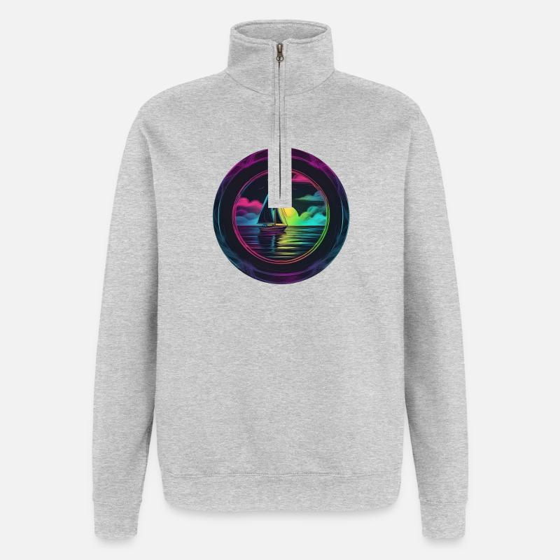 Neonsegler am Abendrot - Quarter-Zip-Sweatshirt - Grau meliert