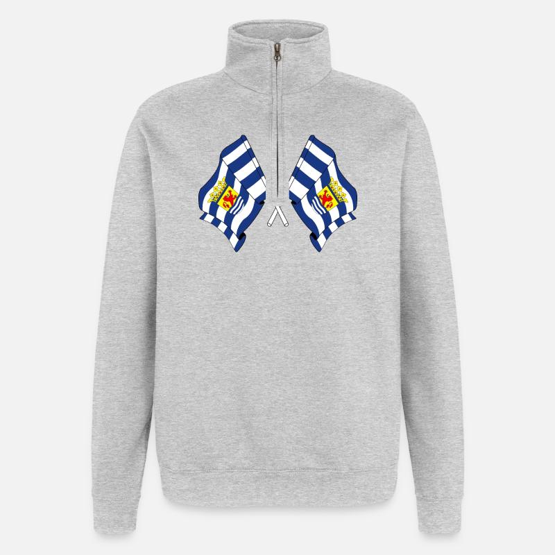 Zwei Flaggen der Provinz Zeeland - Quarter-Zip-Sweatshirt - Grau meliert