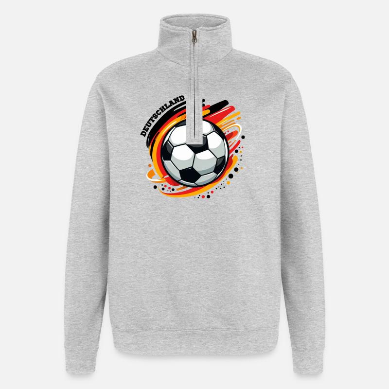 Deutscher Fußball - Quarter-Zip-Sweatshirt - Grau meliert
