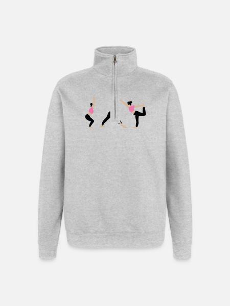 Power-Yoga im Fitnessstudio pink - Quarter-Zip-Sweatshirt - Grau meliert