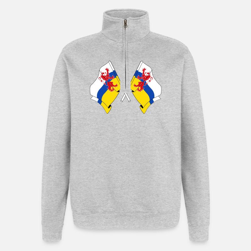 Zwei Flaggen der Provinz Limburg - Quarter-Zip-Sweatshirt - Grau meliert