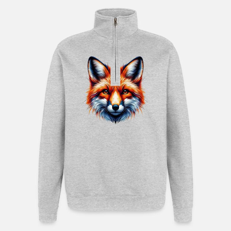 Fuchs - Quarter-Zip-Sweatshirt - Grau meliert