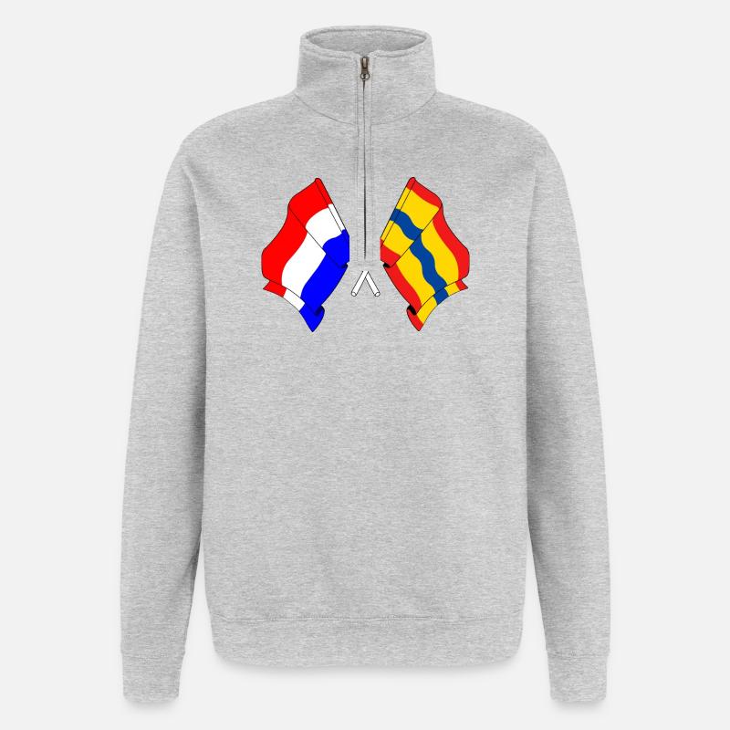 Drapeau des Pays-Bas, Overijssel croisé - Sweat à zip 1/4 - gris chiné