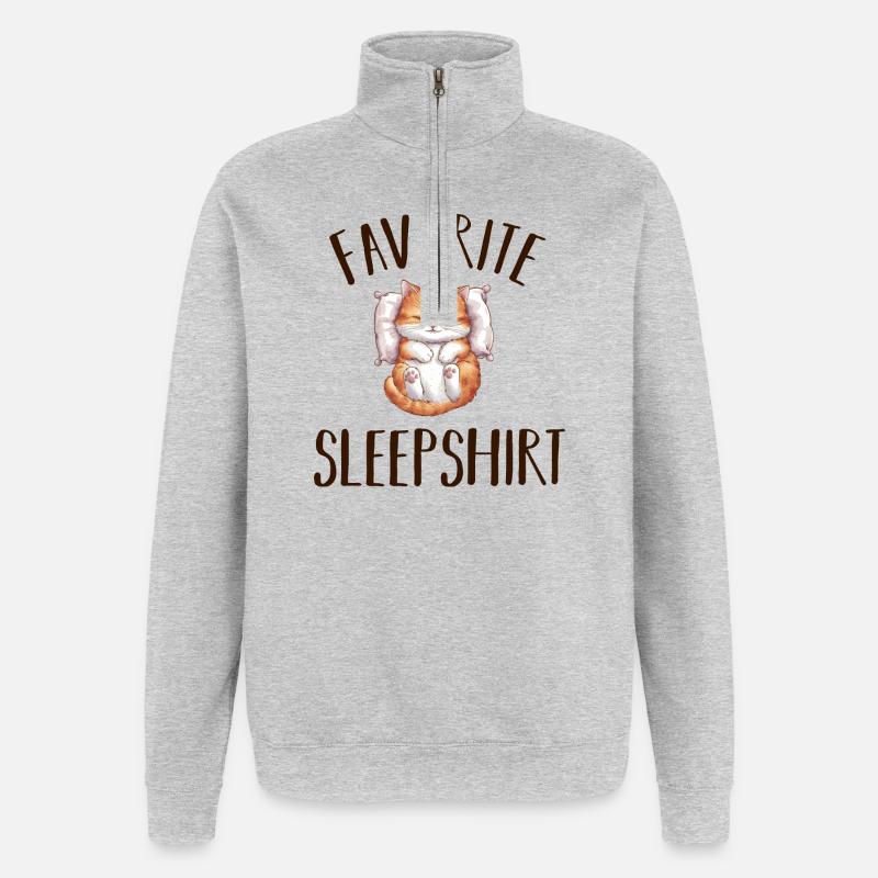 Schlafende Katze Pyjama - Quarter-Zip-Sweatshirt - Grau meliert