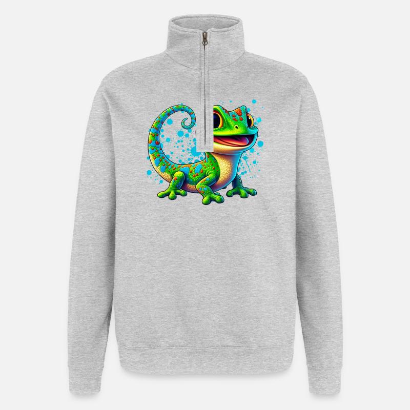 Gecko - Sweat à zip 1/4 - gris chiné