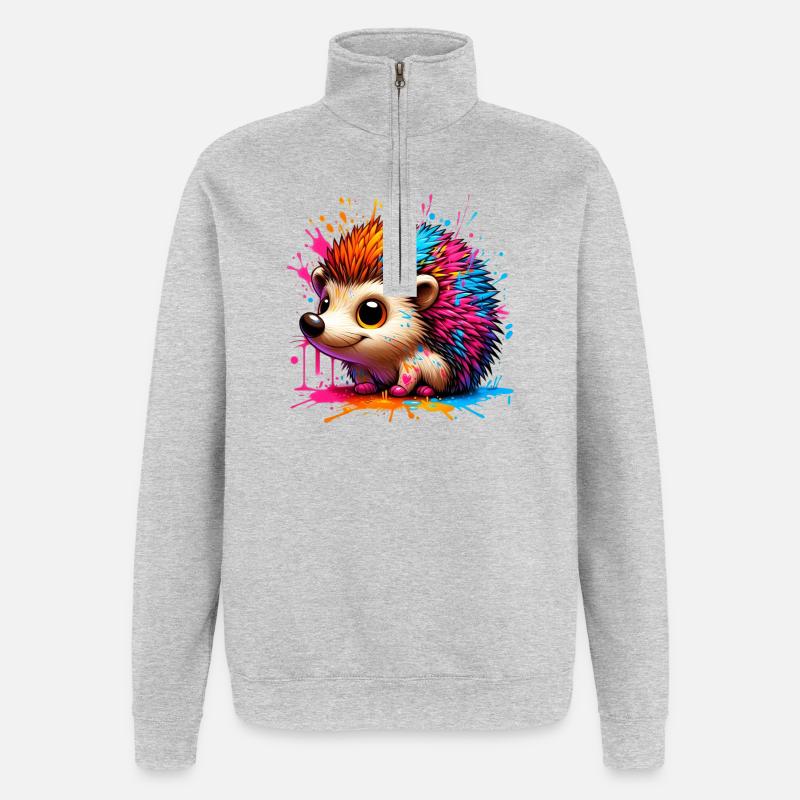 Igel - Quarter-Zip-Sweatshirt - Grau meliert