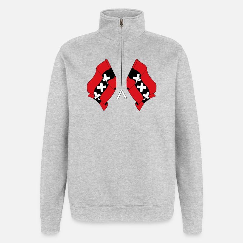 Two flags Amsterdam Netherlands - Quarter-Zip Sweatshirt - heather grey