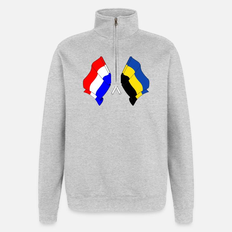 Drapeau Pays-Bas, Gueldre croisé - Sweat à zip 1/4 - gris chiné