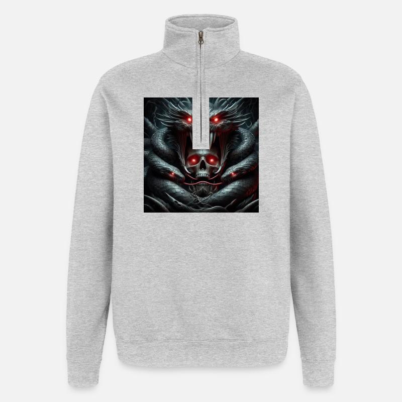 Skull devoured by snakes - Quarter-Zip Sweatshirt - heather grey