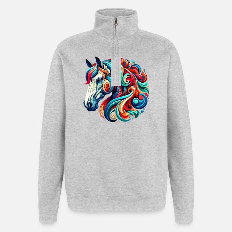 Cheval - Sweat à zip 1/4 - gris chiné
