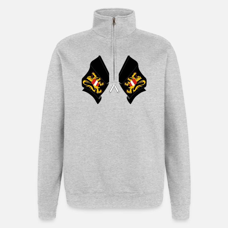 Zwei Flaggen Flämisch-Brabant Belgien - Quarter-Zip-Sweatshirt - Grau meliert