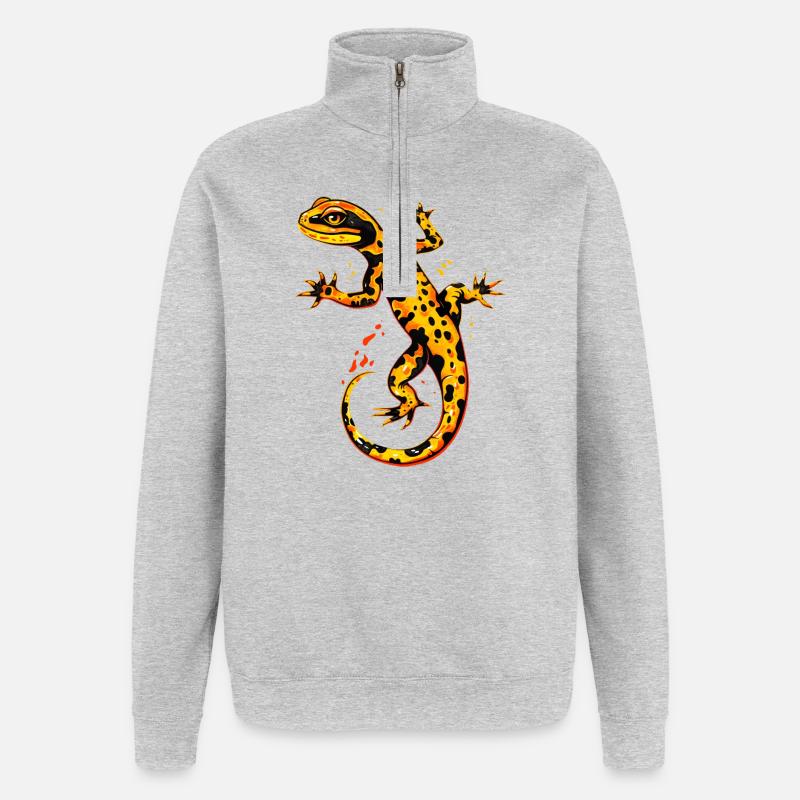 Salamander Molch Schwanzlurch Feuersalamander - Quarter-Zip-Sweatshirt - Grau meliert