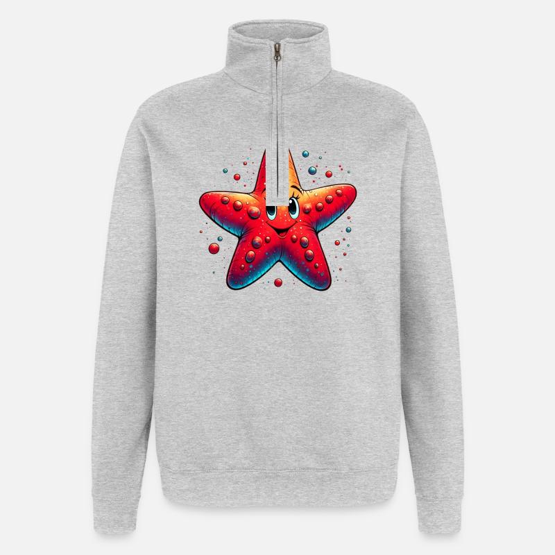 Étoile de mer - Sweat à zip 1/4 - gris chiné