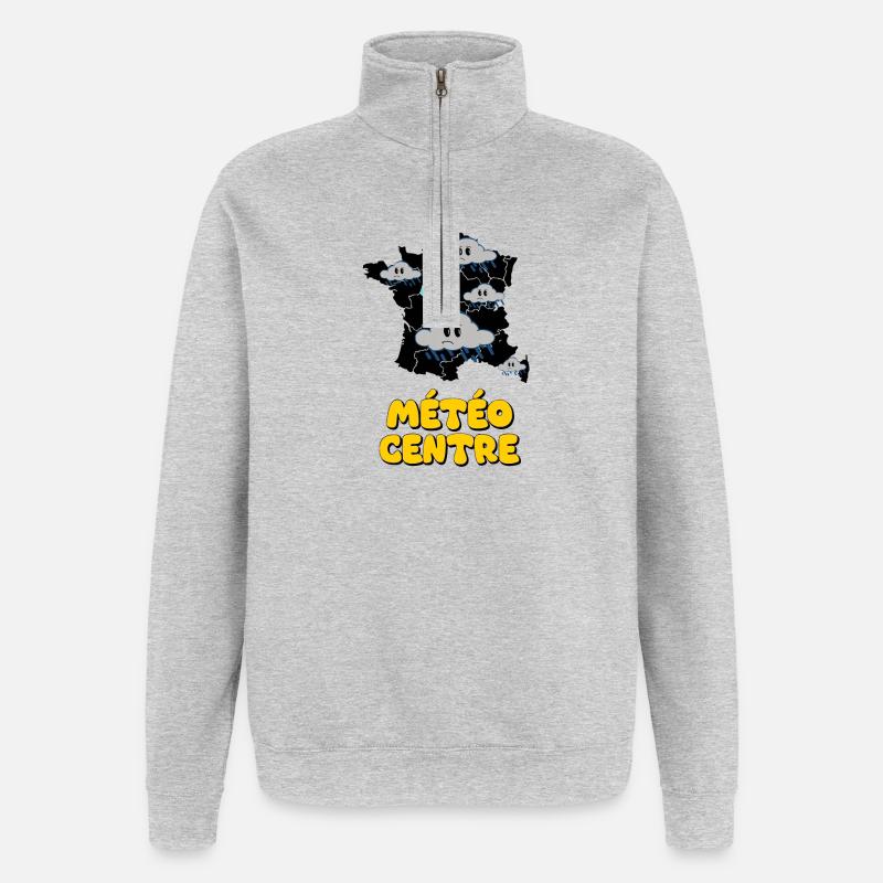 Météo centre - Sweat à zip 1/4 - gris chiné