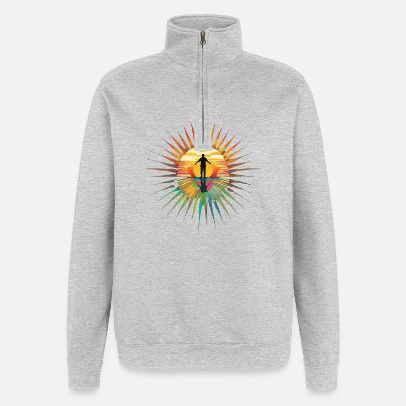Stilvoll strahlen mit dem Regenbogenstern - Quarter-Zip-Sweatshirt - Grau meliert